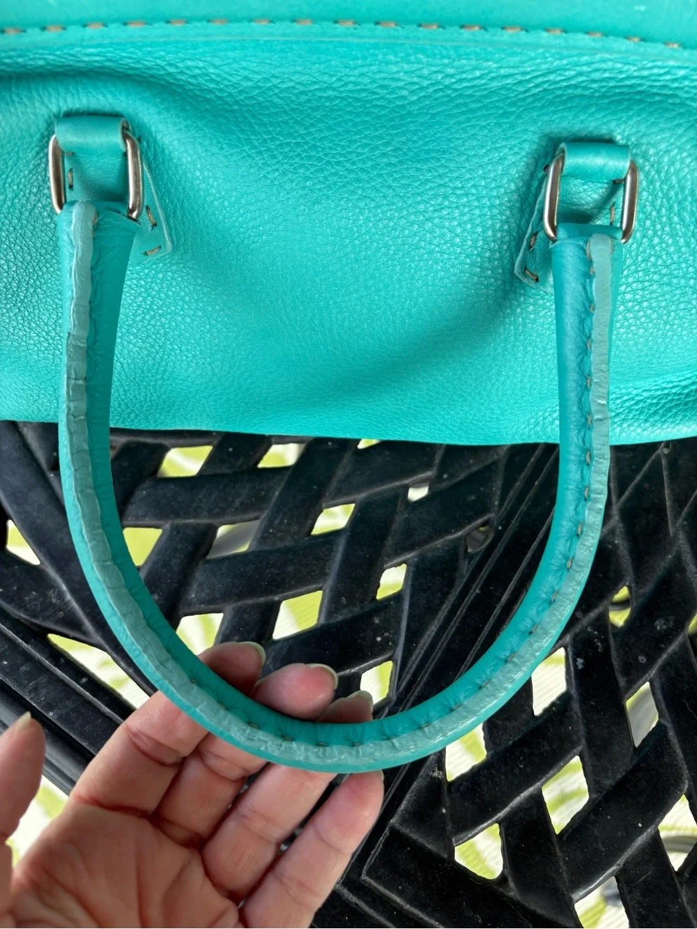 Authentic FENDI Vintage Medium Selleria Leather Doctor Bag - Turquoise